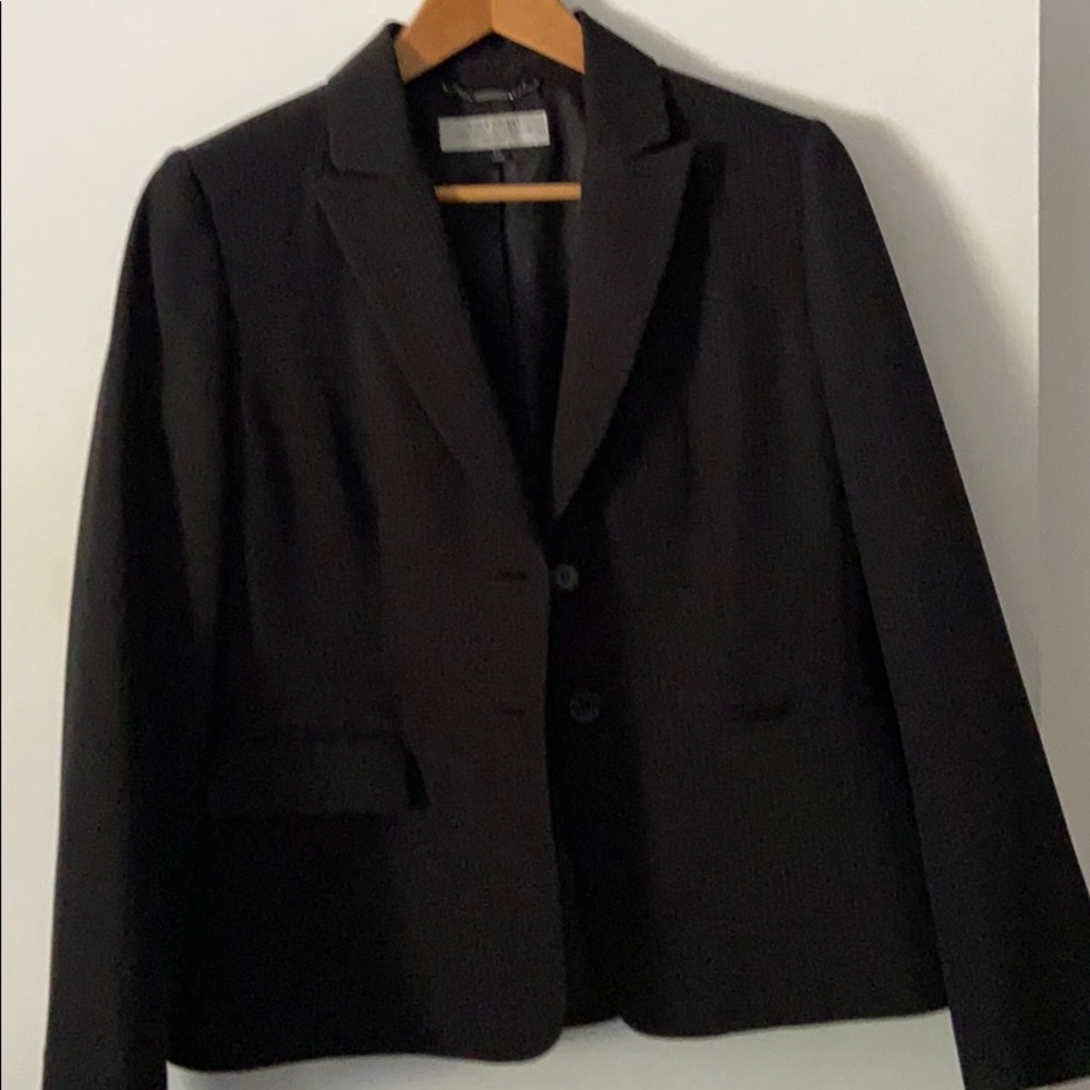 Pinstriped pant suit